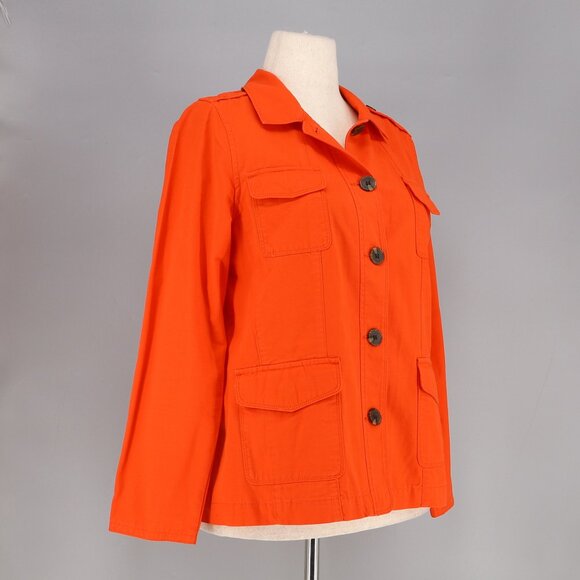 TALBOTS Montauk Cotton Twill Utilitarian Jacket Orange-Red Size LP - Picture 3 of 7